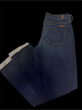 7 For All Mankind Dark Blue the skinny crop & roll Crop Jeans Sz 28